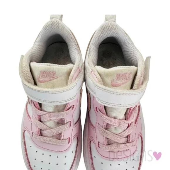 Nike Court Borough Low Recraft Sneakers White/Pink Girls 9C Little Kid Shoes - Picture 2 of 8